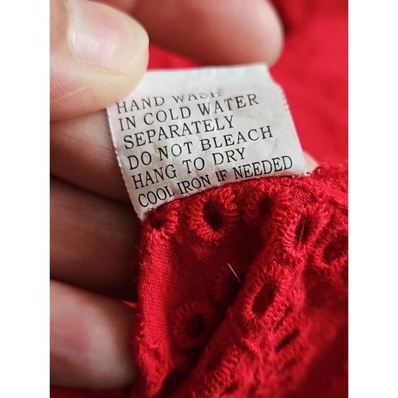 KONTROL CONTEMPORARY Eyelet Top Blouse Off the Shoulder Women's Red Size XL - Picture 6 of 7